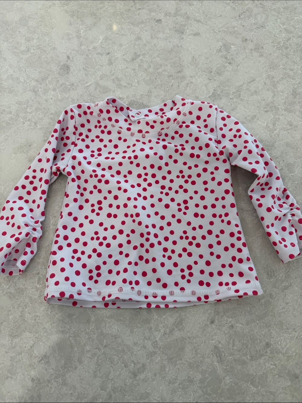 Girls' Pink Polka Dot White Long-Sleeve Rashguard